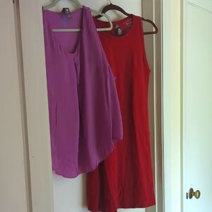 Brick Red and Purple Orchid Top By Shebird